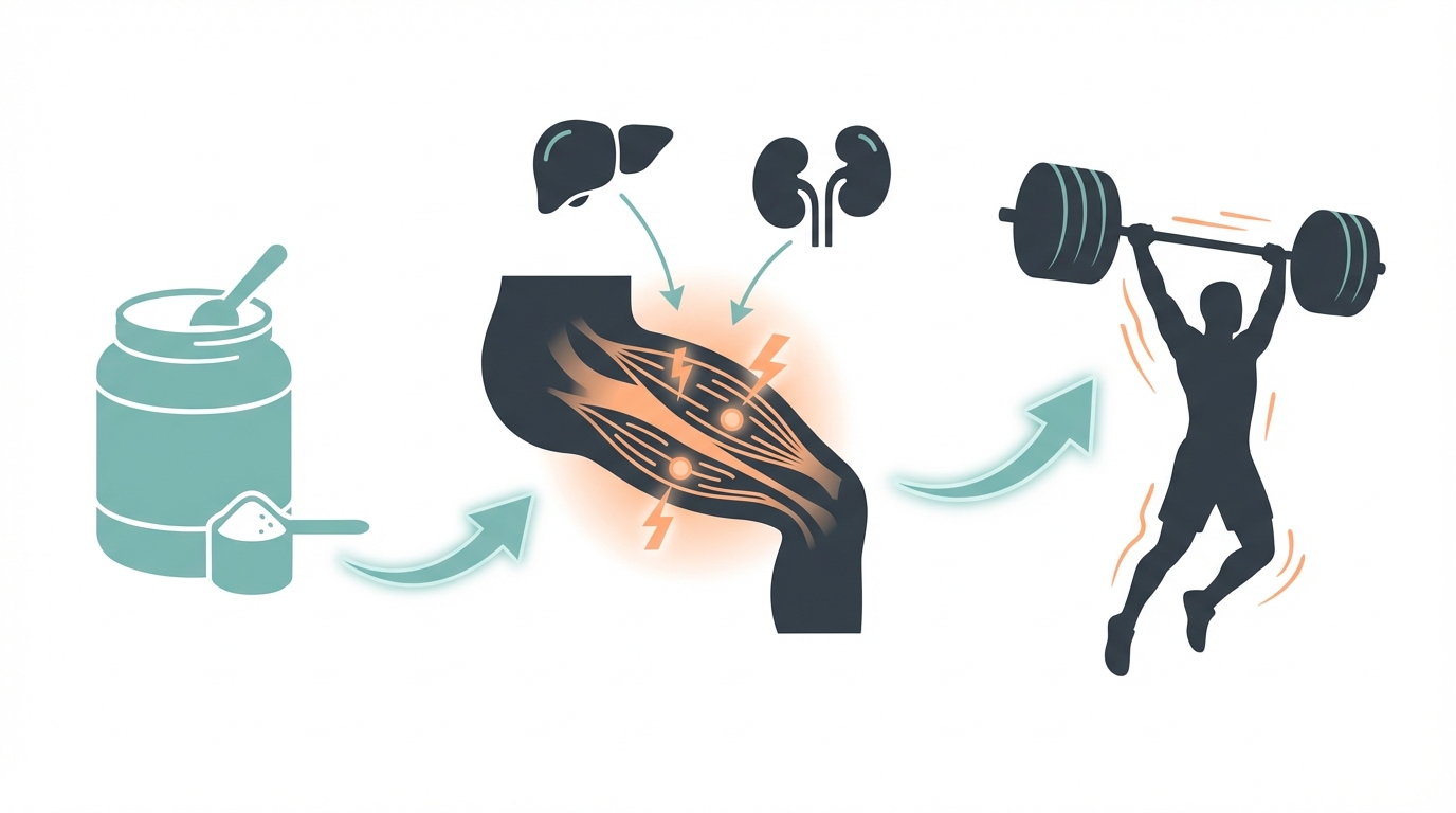 Illustration of creatine supplementation process