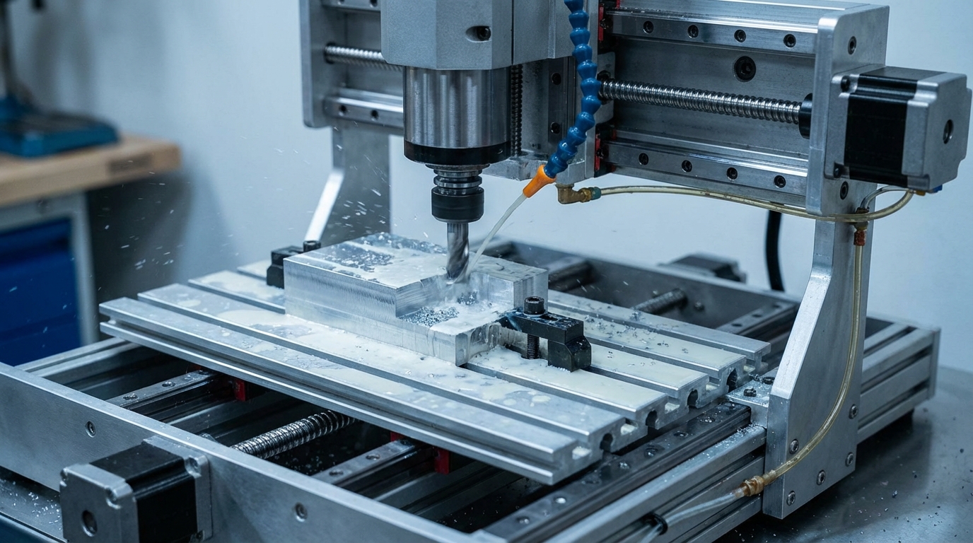 Desktop CNC mill in action