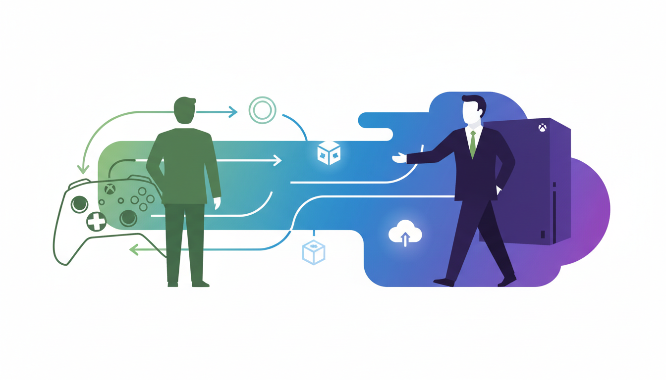 Illustration of Xbox and Microsoft gaming leadership transition