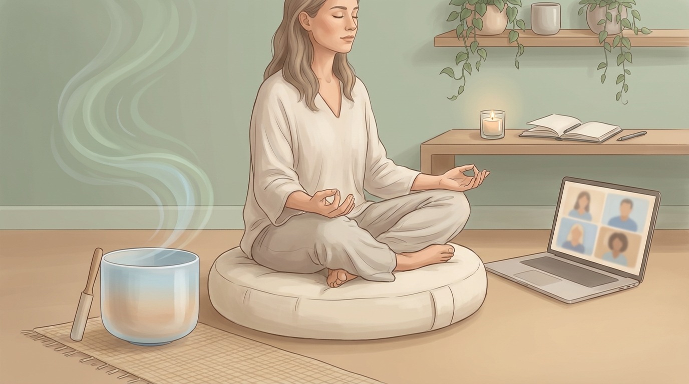 Calm mental wellness ritual scene