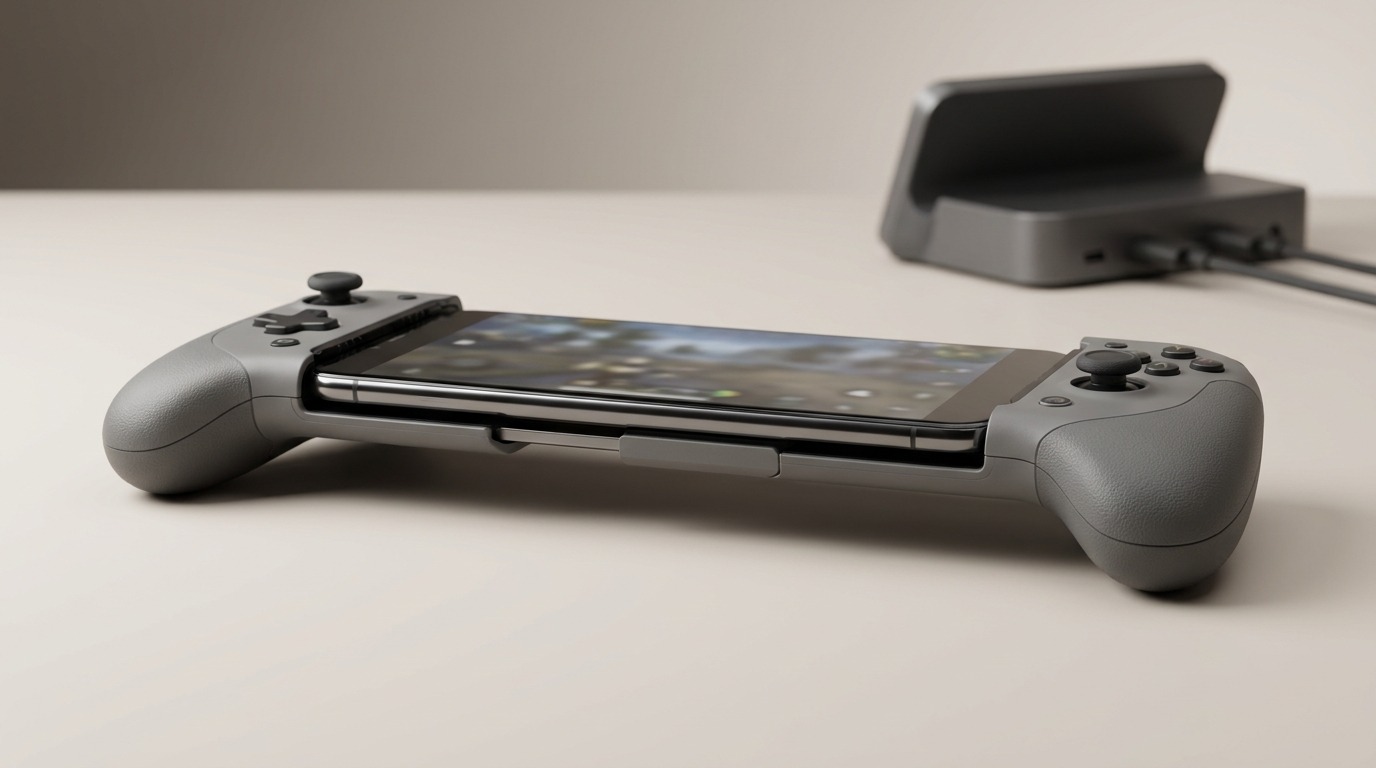 Mobile phone with snap-on controllers attached