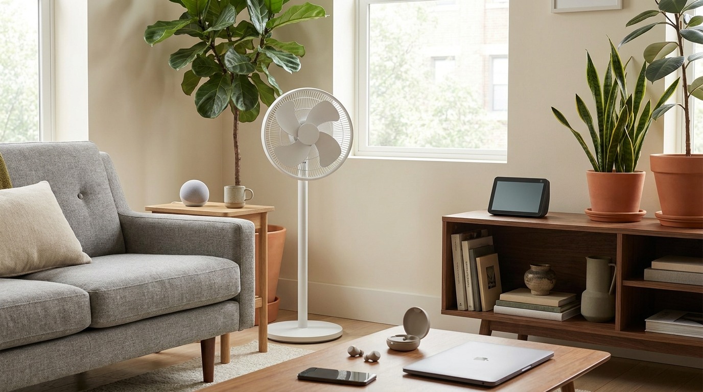 Modern living room with integrated leisure tech gadgets